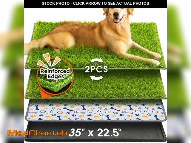 Lot 74-12667221 - Hompet Dog Grass Pad with Tray Large, 35"x22.5", 2 Reusable Artificial Turf for Dogs Potty, Quickly ...