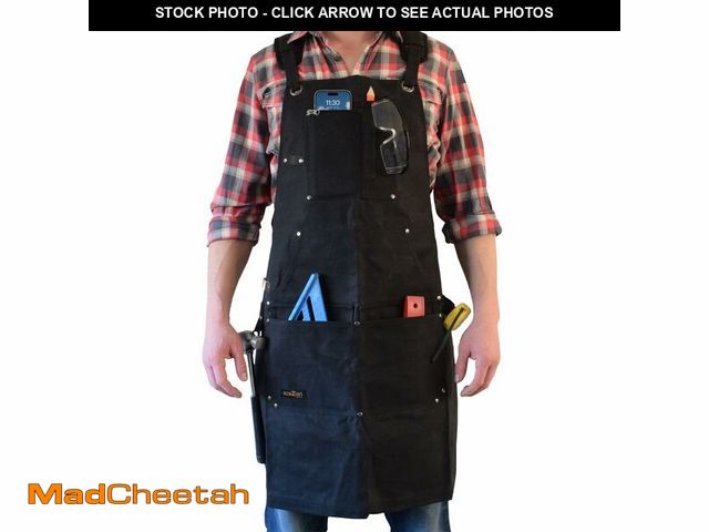 Lot 74-12711437 - ecoZen Waxed Canvas Welding Apron with Kevlar Thread - Heat and Chemical Resistant, Fully Adjustable...