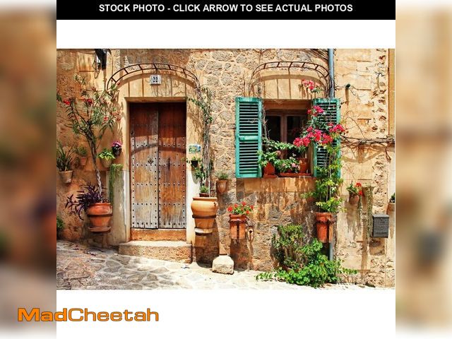 Lot 74-13571560 - Loccor 10x8ft Fabric Italy Street Backdrop Tuscany Medieval Town Street Stone Wall Window Photograph...