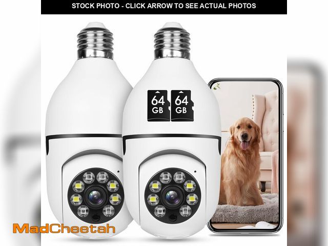 Lot 74-12976119 - oneware Light Bulb Security Camera HD Pan Tilt Wireless 360 Degree Floodlight Night Vision 5Ghz with...