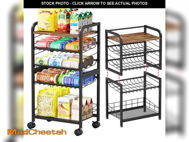 Lot 74-12313574 - SWTYMIKI Can Organizer for Pantry - Stackable Rolling Snack Cart, Soda Can Organizer, Multi-Function...