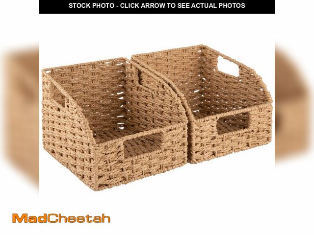 Lot 74-12606116 - OIAHOMY Pantry Baskets for Organizing, Paper Rope Baskets with Built-in Handles, Wicker Storage Bins...