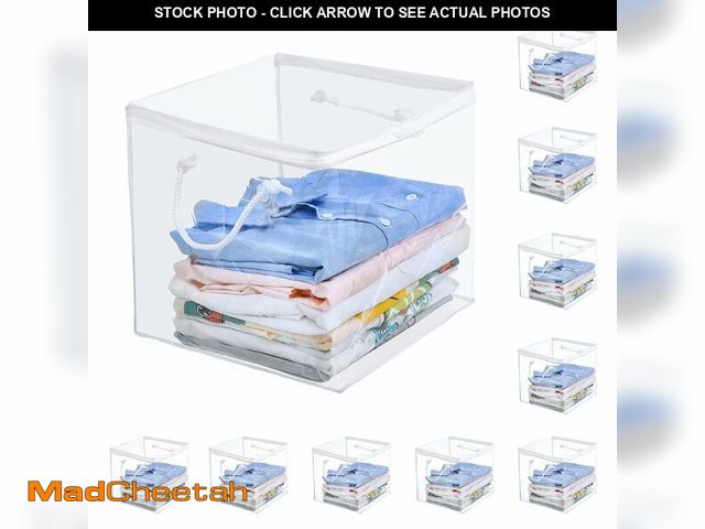 Lot 74-12716510 - Remittur 10-Pack Clear Zippered Storage Bags with Handles, Two-Way Zipper Foldable Closet Organizer,...