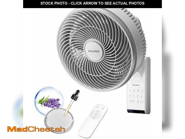 Lot 74-12864954 - PELONIS 9 inch Wall Mount Fan with Remote Control, Osicllating Fan with 26ft Powerful Airflow, 3 Spe...