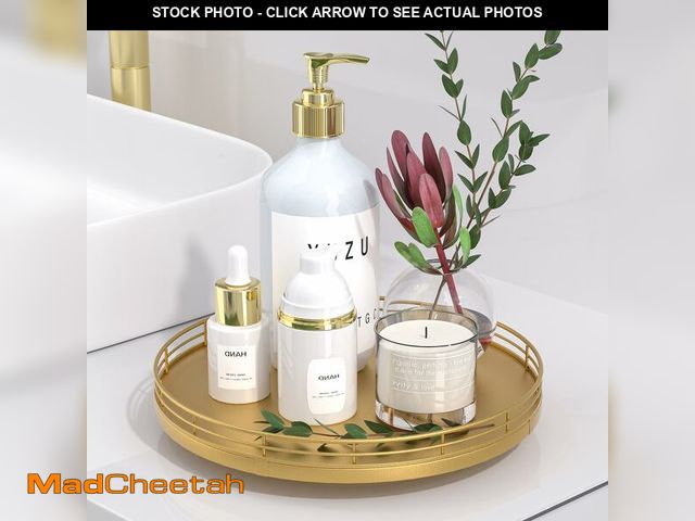 Lot 74-12967986 - 10" Gold Lazy Susan for Table Top, Oak Wood Lazy Susan Turntable Organizer for Dining Coffee Table C...