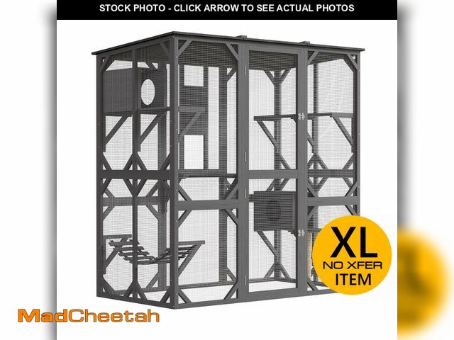 Lot 74-13122154 - GAOMON Large Catio with Window Access, 70 Inch Outdoor Walk-in Cat Enclosure with Asphalt Roof, Scra...