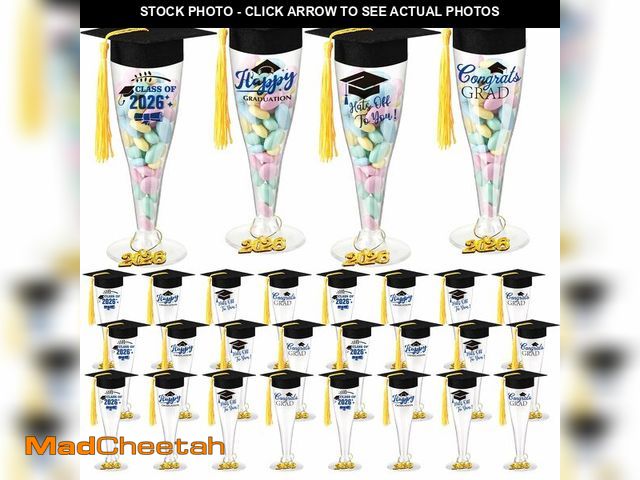Lot 74-14052555 - Sawysine 96 Pcs/24 Set 2026 Graduation Candy Champagne Flutes 4.5 oz Table Centerpiece Graduation Pa...