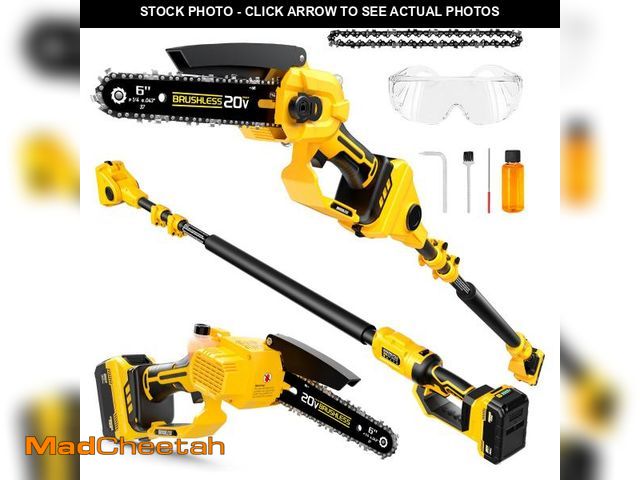 Lot 74-12102714 - 2-in-1 Cordless 6 Inch Pole Saw &amp; Mini Chainsaw, 20V MAX* 3.0 Ah Battery Powered Chain Saw, Brus...