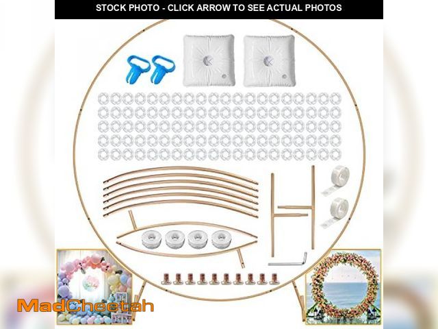 Lot 74-12328303 - Kusamue Metal Round Backdrop Stand Balloon Arch Kit - 6.5ft(2m) Golden Circle Backdrop Stand for Bir...
