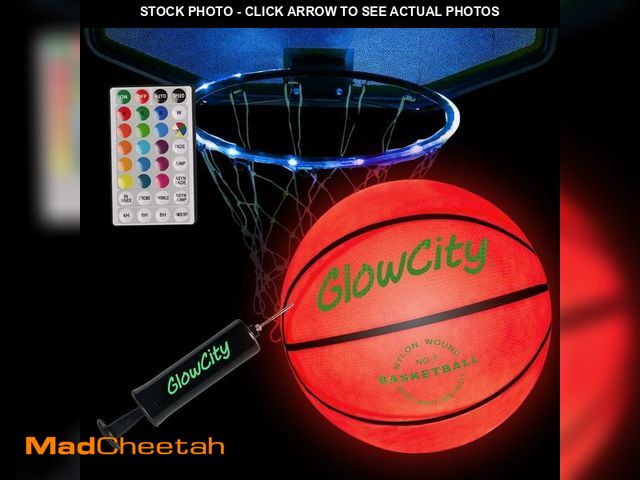 Lot 74-12712353 - GlowCity LED Basketball with Rim Light Set - Light-Up Basketball, Remote-Controlled 16-Color Rim Lig...