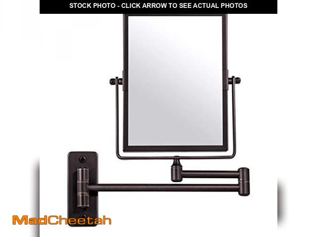 Lot 74-12330881 - QiMH Wall Mounted Makeup Vanity Mirror, 8x6 Inch Rectangular 3X Magnifying with Extendable Arm, Bron...