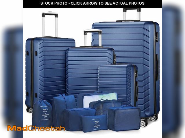Lot 74-14261383 - Gowill 4 Piece Luggage Sets with 7 Pieces Organizer Bags, 20/24/28/32 inch ABS Carry-on and Checked ...