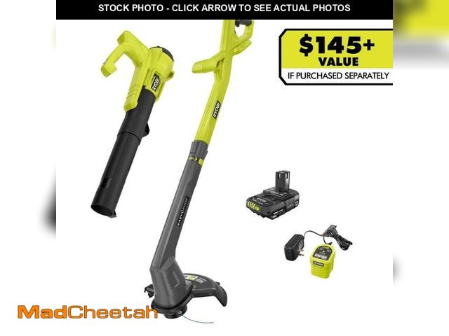 Lot 74-12594873 - ONE+ 18V Cordless String Trimmer/Edger and Blower/Sweeper Combo Kit (2-Tools) with 2.0 Ah Battery an...