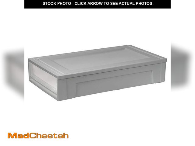 Lot 74-14085474 - IRIS 27.5 Qt./6.9 Gal. Under Bed Storage with Pullout Drawer, Gray - UNUSED