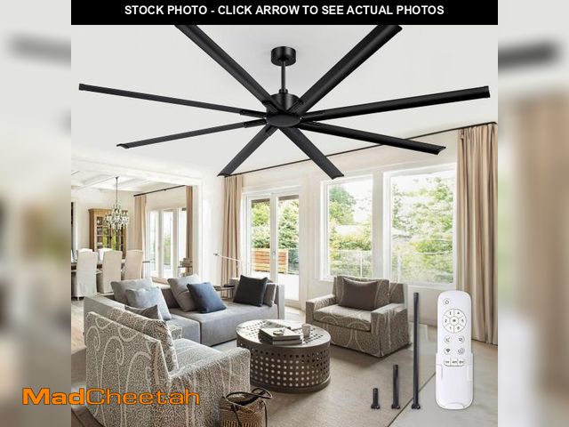 Lot 74-12195514 - ZMISHIBO 96 Inch Industrial DC Motor Ceiling Fan, Large Ceiling Fan with 8 Reversible Blades, 3 Down...
