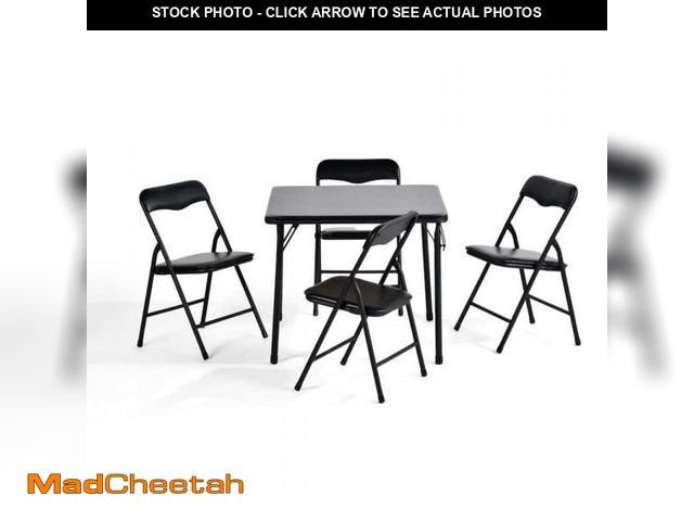 Lot 74-12492816 - Homy Casa TAGE 5-Piece Folding Table and Chair Set with Padded Seats, Floor-Protecting Design, for K...