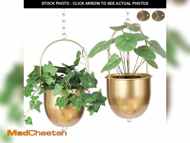 Lot 74-14146860 - Eco Joy Shineloha 2 Pack Metal Hanging Planters for Indoor Outdoor, with 5.5 Pot, Gold Hanging Plant...