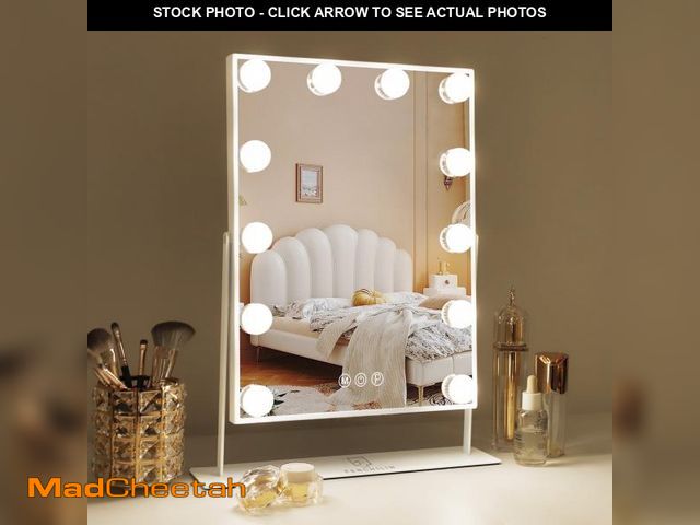 Lot 74-12486661 - Fenchilin Vanity Makeup Mirror with Lights Metal Tabletop White 14.5" x 18.5" - UNUSED