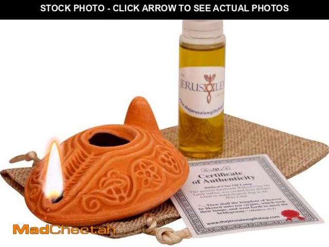 Lot 74-11547275 - Biblical Herodian Clay Oil Lamp &amp; Bethlehem Olive Oil ? Authentic Replica with Gift Bag &amp; Ce...