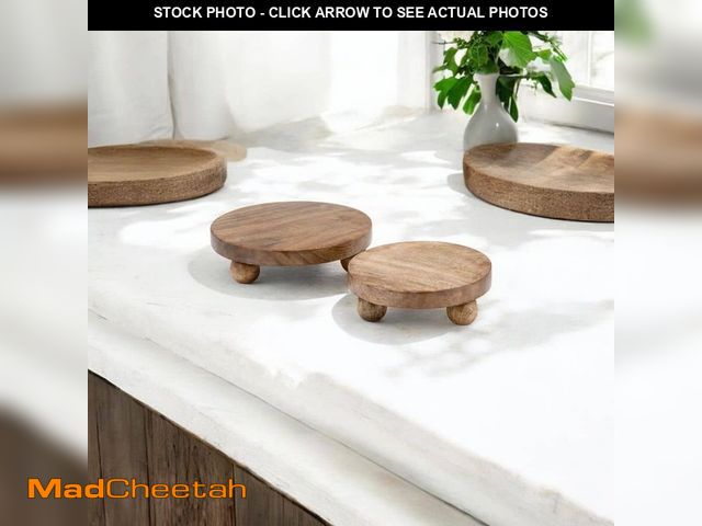Lot 74-14223137 - Liv &amp; Skye 8/10 in. Brown Wood Round Risers Decorative Tray - UNUSED