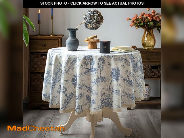 Lot 74-13950152 - GLORY SEASON Rustic Tablecloth Classic French Village Printed Linen Fabric Table Cover Farmhouse Dec...