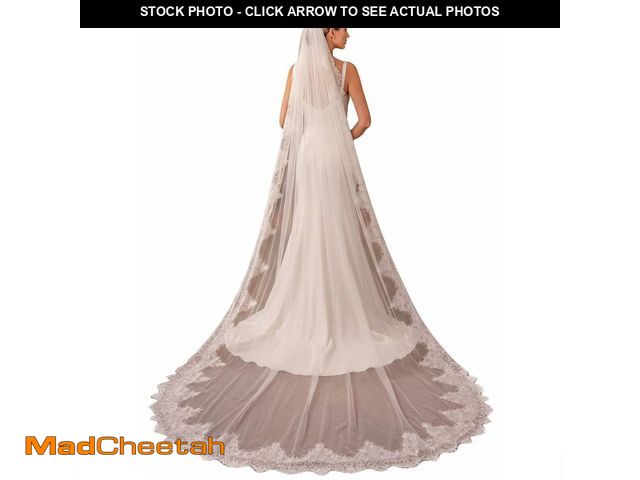 Lot 74-14063019 - Ophea Veily Cathedral Length Floral Lace 1 Tier Wedding Bridal Veil with Comb for Bride Ivory OA30IV...