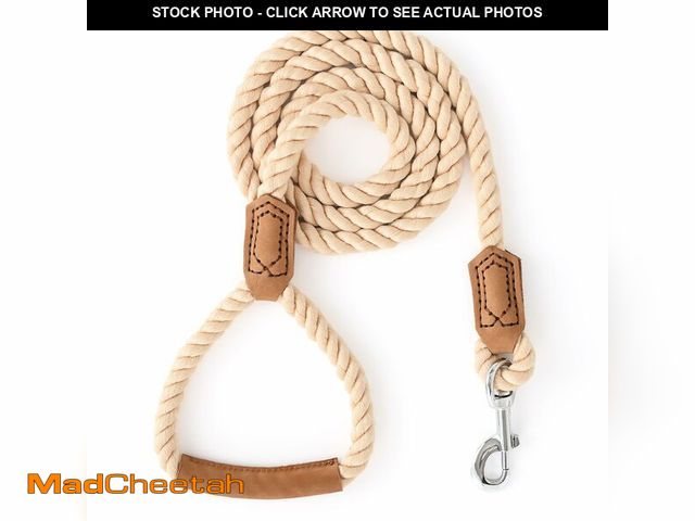 Lot 74-12605422 - Mile High Life Dog Leash, Braided Cotton Rope Leashes with Leather Handle - Heavy Duty Metal Clasp, ...