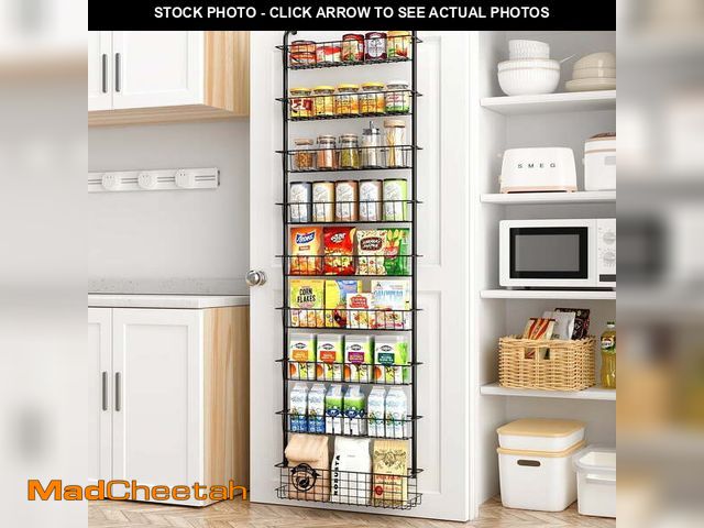Lot 74-12849994 - FOUKUS Over the Door Pantry Organizer: 9 Tier Stainless Steel Kitchen Organizers and Storage, Hangin...
