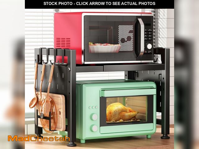 Lot 74-13571076 - Kitstorack Adjustable Microwave Oven Rack,Microwave Stand Shelf Heavy Duty 2-Tier Shelf with Cutting...