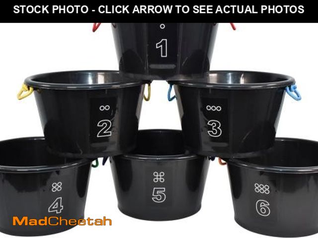 Lot 74-11243424 - Sportime Drum-N-Store Buckets, 18 x 12 Inches, Black, Set of 6 - UNUSED