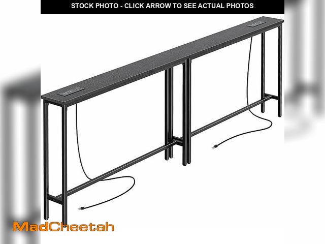 Lot 74-10950022 - (MISSING OUTLETS) SUPERJARE 5.9 Inch Narrow Console Table with Outlet, Sofa Table Set of 2, Total Le...