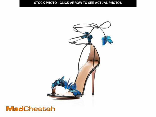 Lot 74-12454765 - iadore Fashion Women Stiletto High Heel Shoes with Butterfly Decorations Lace up Summer Dress Sandal...