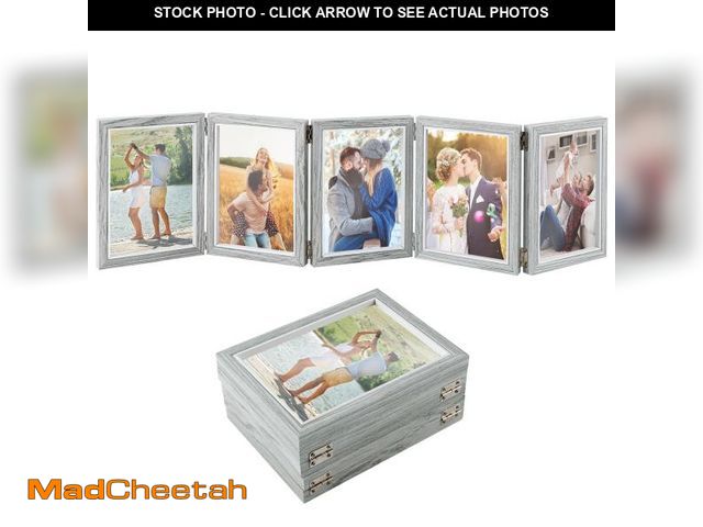 Lot 74-12112080 - Biggun 5x7in 5 Folding Accordion Picture Frame - Foldable Hinged Collage Photo Frames for Tabletop D...