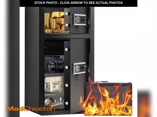 Lot 74-12227244 - VEVOR Double Doors 5.5 cu.ft Safe Box with Key Lock &amp; Password, Safe Lock Box with Fireproof Bag...