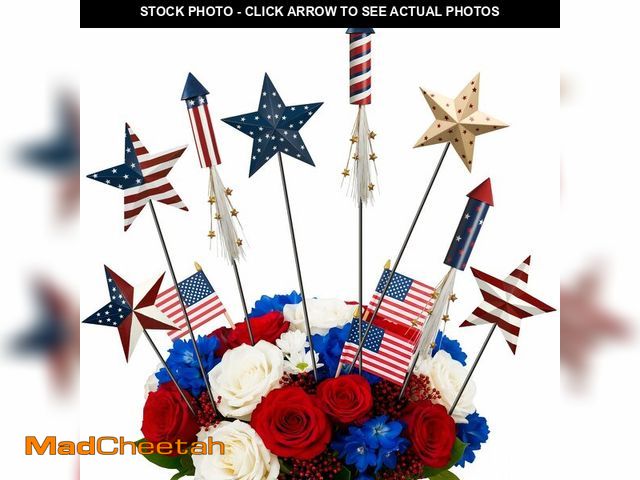 Lot 74-14339472 - Shimeyao 8 Pcs Metal 4th of July American Garden Stakes Patriotic Metal Garden Signs 12 Inch Barn St...