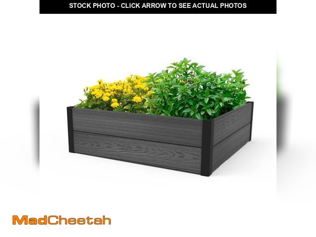 Lot 74-14345005 - Keter 4 ft. x 4 ft. Grey Resin Outdoor Raised Garden Bed - UNUSED