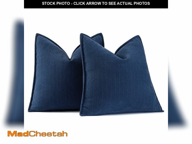 Lot 74-12703703 - MIULEE Pack of 2 Navy Blue Decorative Pillow Covers 20x20 Inch Soft Chenille Luxurious Couch Throw P...