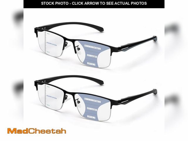 Lot 74-14387366 - ZERPEET 2 Pack Men's Progressive Multifocal Reading Glasses,Half Rim Metal Frame TR90 Temples Blue L...