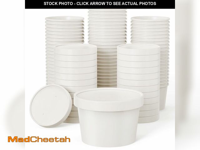 Lot 74-13716229 - JOLLY PARTY 50pack 8oz Paper Soup Containers with Lids, Disposable Paper Food Cups, Ice Cream Cups, ...