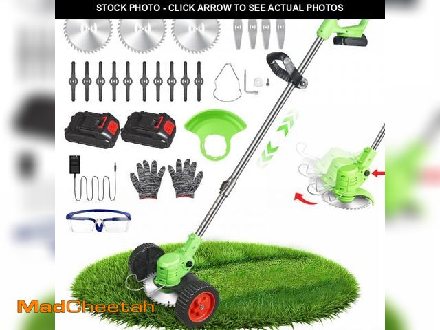 Lot 74-12482074 - JLLOM Electric Cordless Lawn Trimmer, 21V Weed Wacker with Wheels Grass Edger Tool for Lawn Yard Gar...