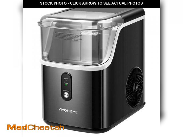 Lot 74-12391094 - VIVOHOME 8. 7 in. 33 lbs. Countertop Nugget/Pebble Ice Maker with Self-Cleaning in Black - USED