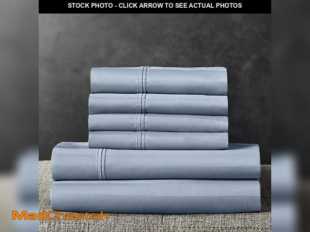 Lot 74-12406153 - Member's Mark 700 Thread Count Egyptian CottonSolidSheet SetBlue Crest,Calking - UNUSED