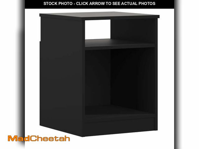 Lot 74-12884884 - Mainstays Open Shelf Nightstand, Black(MISSING BACK PANEL)  - USED