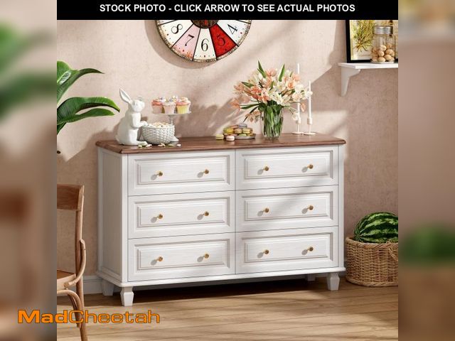Lot 74-12386869 - Chrangmay 6 Drawer Dresser,47" Wide Mid Century Chest of Drawers,Wooden Bedroom Drawer Dresser with ...
