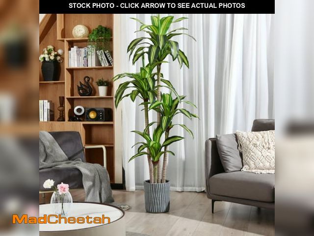 Lot 74-12420212 - 6ft Artificia Dracaena Tree in Pot Faux Plants Indoor Outdoor Decor Fake Tree Silk Plants for Home D...