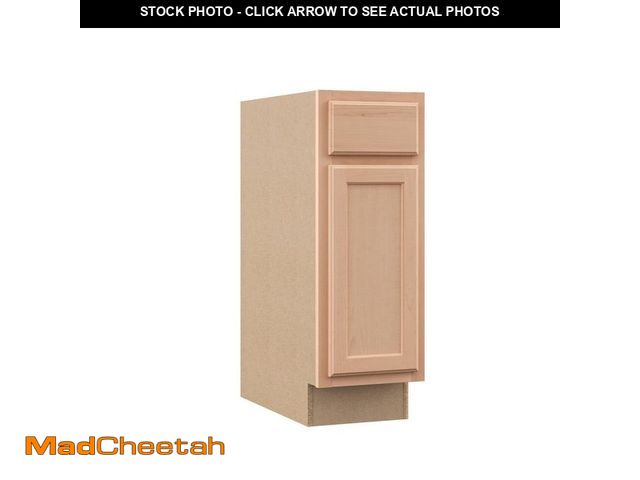 Lot 74-13792683 - Hampton Bay Recessed Panel 12 in. W x 24 in. D x 34.5 in. H Assembled Base Kitchen Cabinet in Unfini...