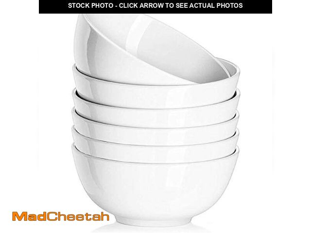 Lot 74-12711060 - DELLING Ultra-Strong 22 Ounce Soup Bowls, Cereal Bowl, 6 inch Bowls Set, White Ceramic Bowls, White ...