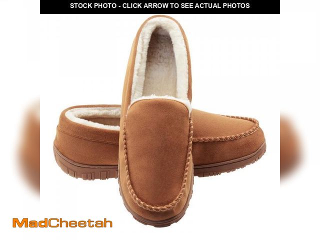 Lot 74-11553790 - Moccasins for Men House Slippers Indoor Outdoor Plush Mens Bedroom Shoes with Hard Sole Beige 9 M US...