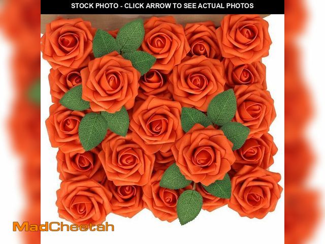 Lot 74-12704002 - N&amp;T NIETING Artificial Flowers, Fake Flowers Burnt Orange Roses Perfect for DIY Wedding Bridal B...