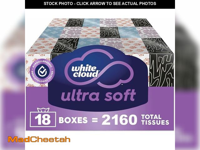 Lot 74-14349814 - White Cloud Ultra Soft 3-Ply Facial Tissue, 18 Box Multipack, 120 Tissues Per Box - UNUSED